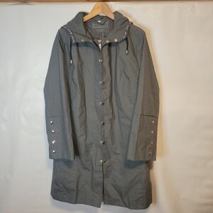 Pipduck Australia Gray Rubber Coated Cotton Hooded Women's Rain Coat